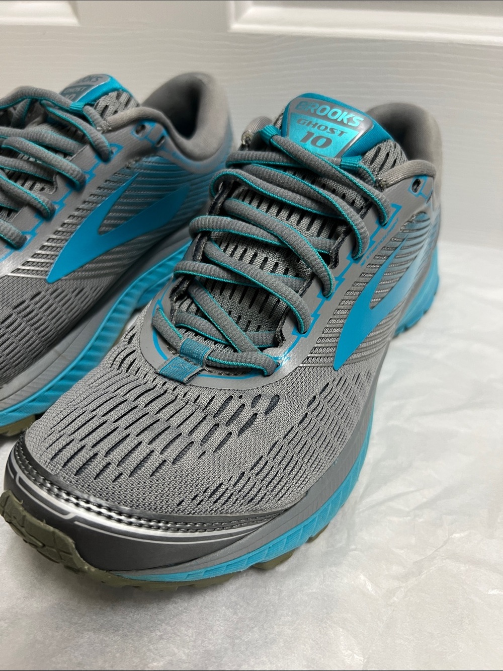 Brooks Ghost 10 Running Shoes Gray Teal Blue women’s size 8.5 - Picture 2 of 6